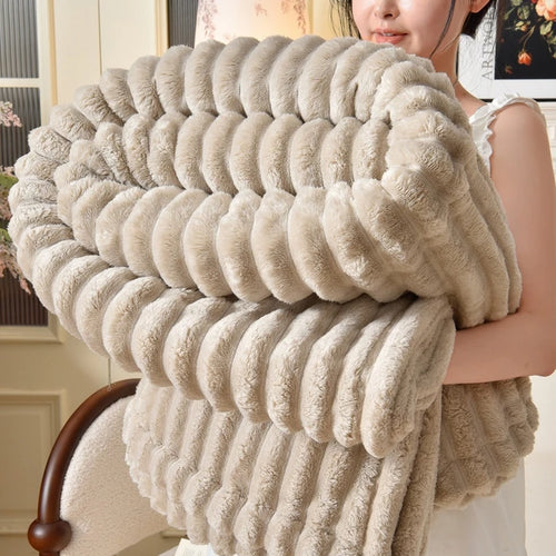Flannel Blanket Queen Size Spring Autumn Warm Blankets for Bedgradient Color Soft Plush Sofa Throw Blanket