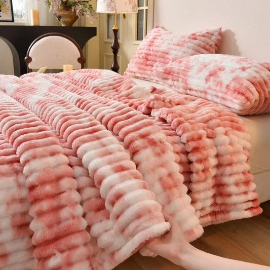 Flannel Blanket Queen Size Spring Autumn Warm Blankets for Bedgradient Color Soft Plush Sofa Throw Blanket