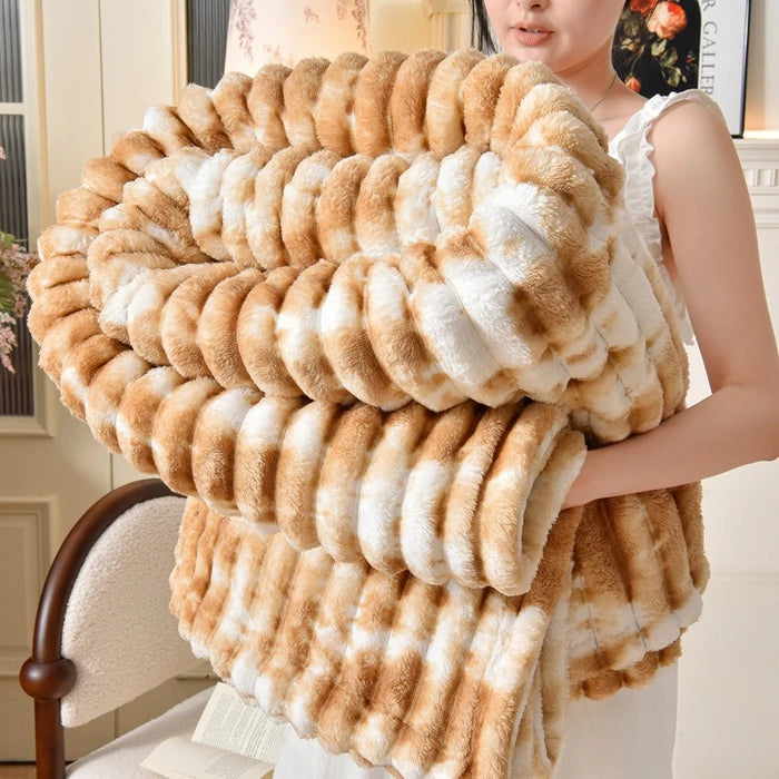 Flannel Blanket Queen Size Spring Autumn Warm Blankets for Bedgradient Color Soft Plush Sofa Throw Blanket